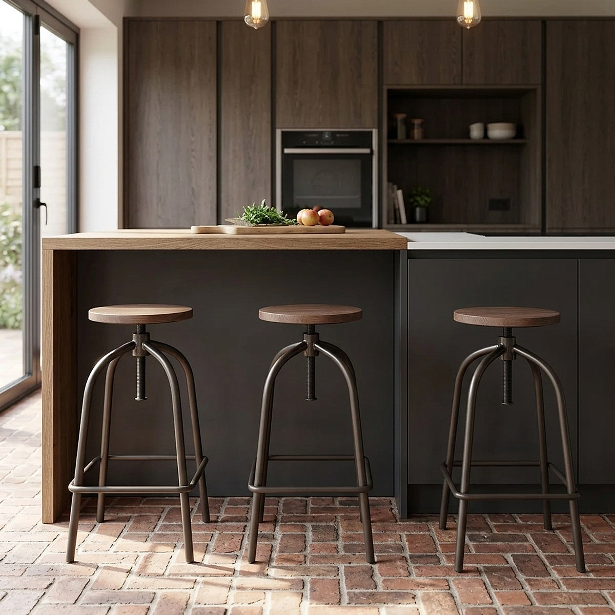 Taburete Madera Metal - Vice Industrial Negro