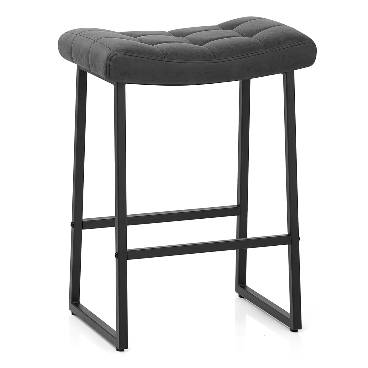 Taburete Cuero Sintético Anticado - Jago Negro