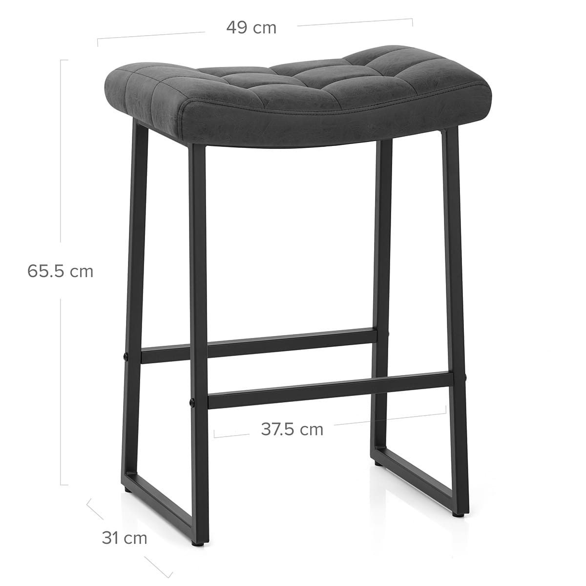 Taburete Cuero Sintético Anticado - Jago Negro