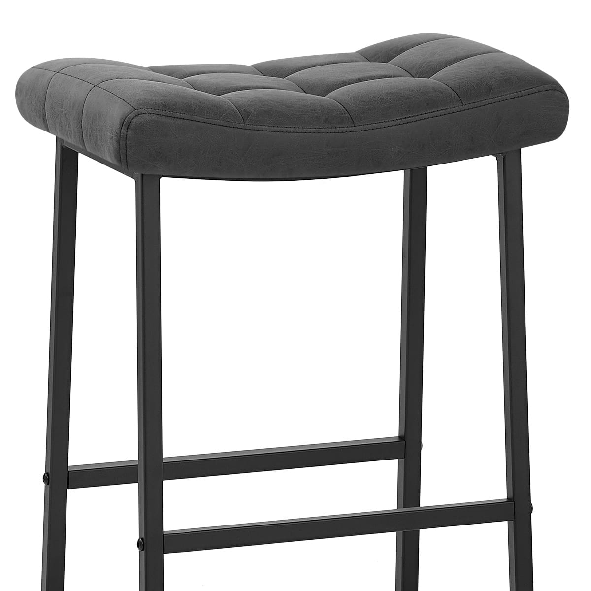 Taburete Cuero Sintético Anticado - Jago Negro