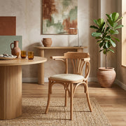 Silla Cuero Auténtico Roble - Jules Crema