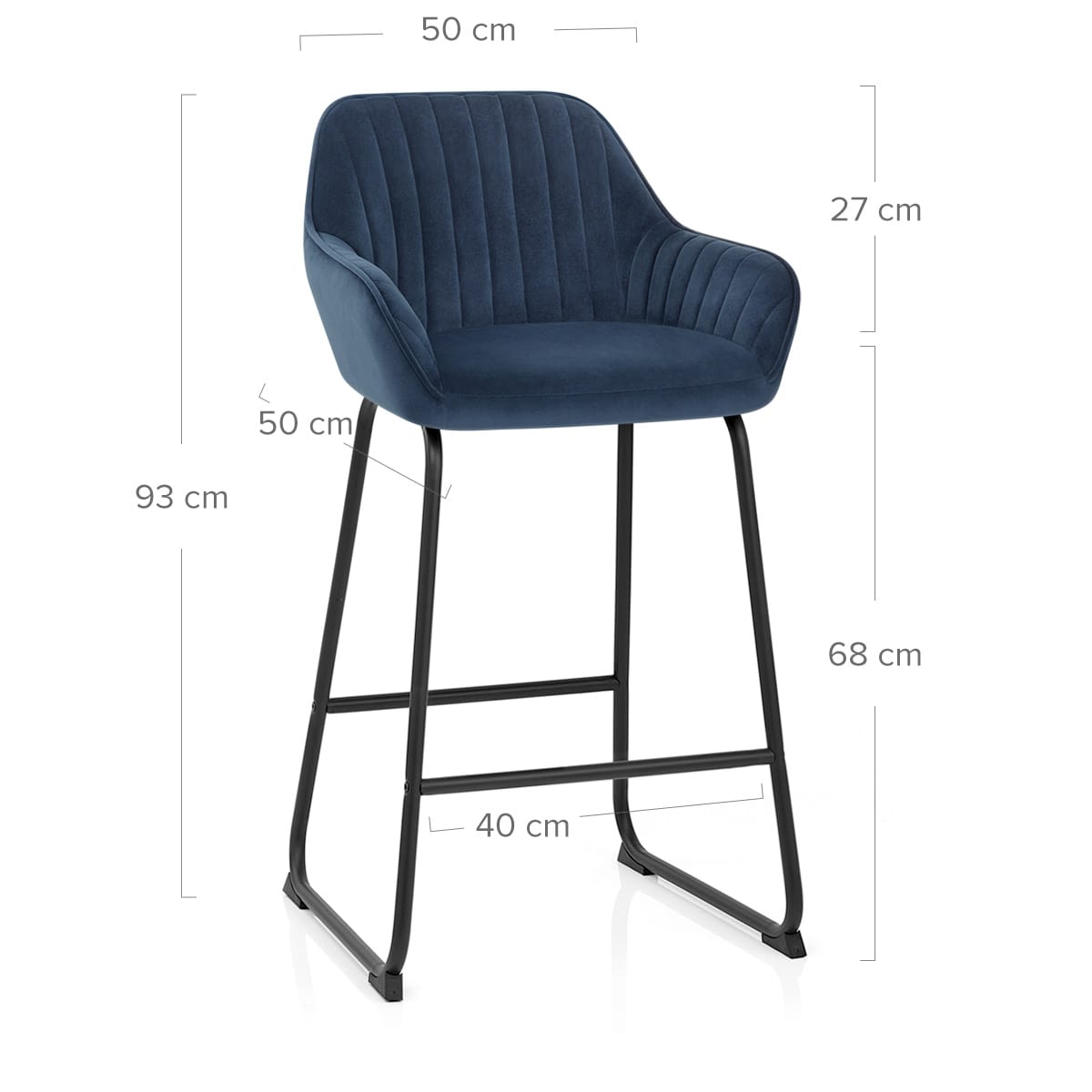 Taburete Terciopelo Metal - Kanto Azul