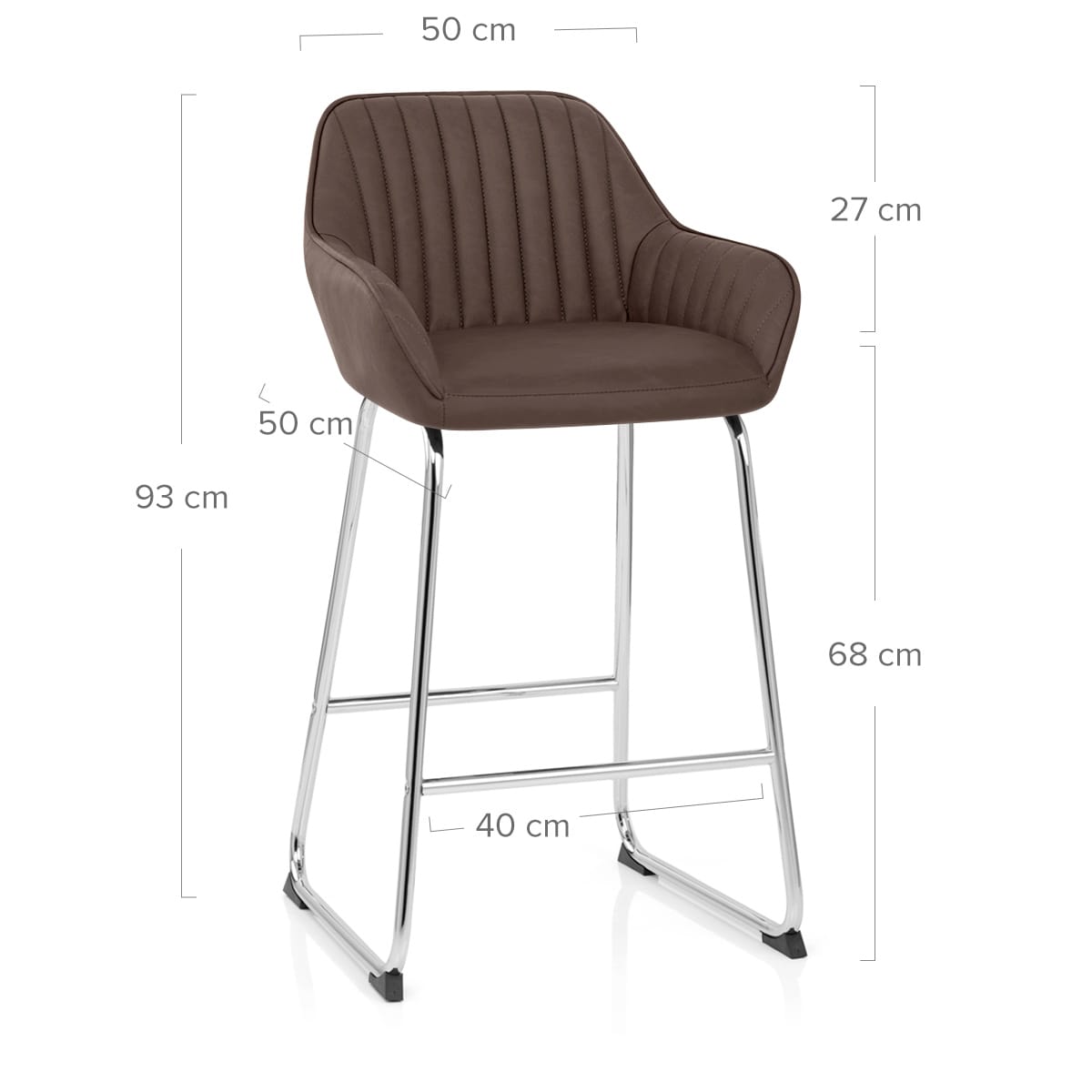 Taburete Cuero Sintético Cromado - Kanto Marrón