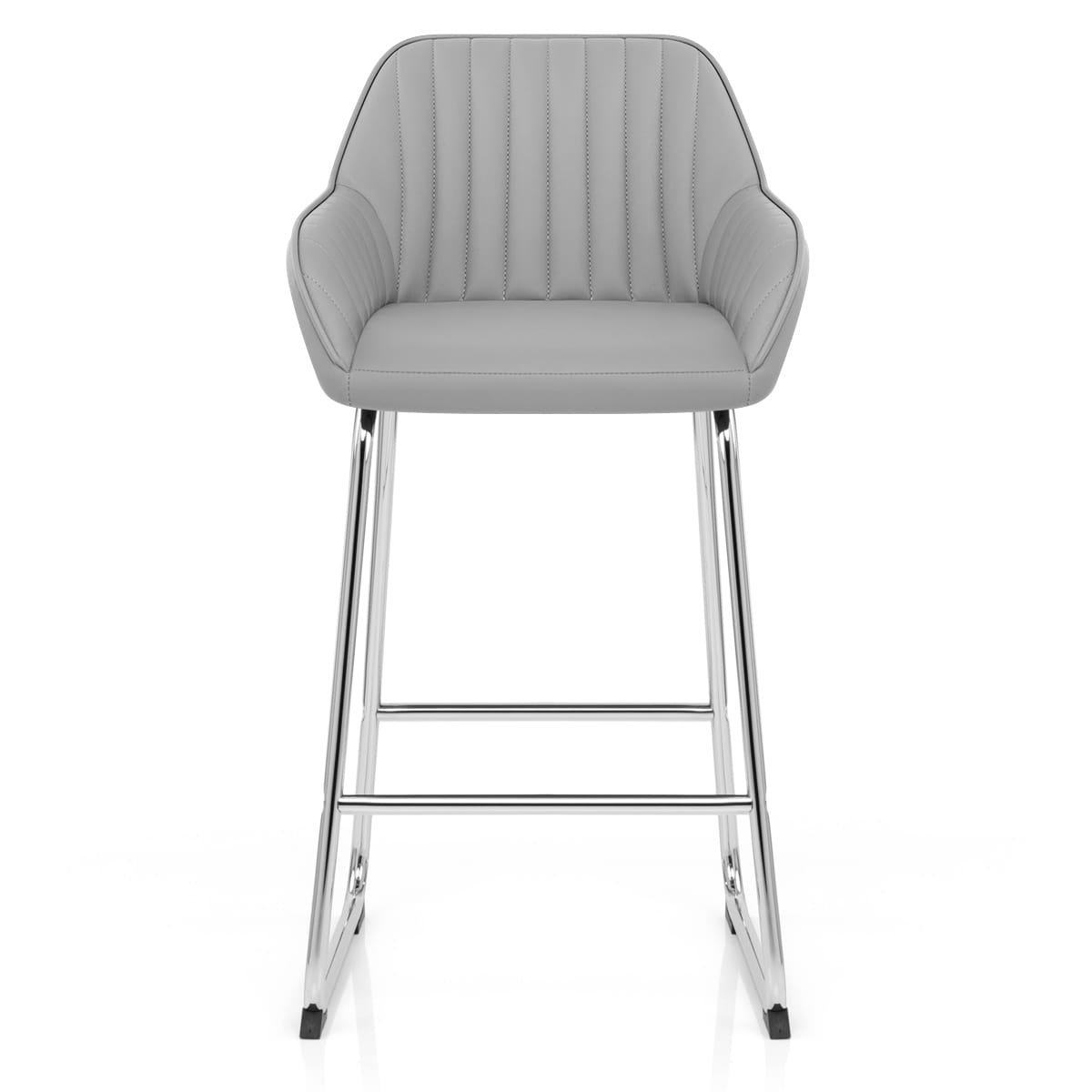 Taburete Cuero Sintético Cromado - Kanto Gris