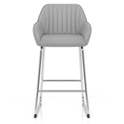 Taburete Cuero Sintético Cromado - Kanto Gris