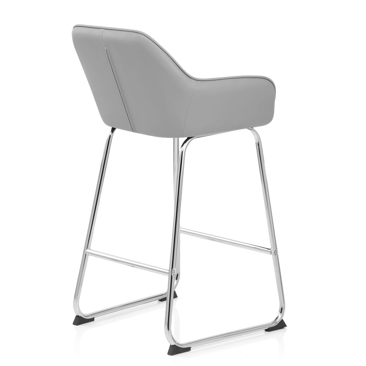 Taburete Cuero Sintético Cromado - Kanto Gris