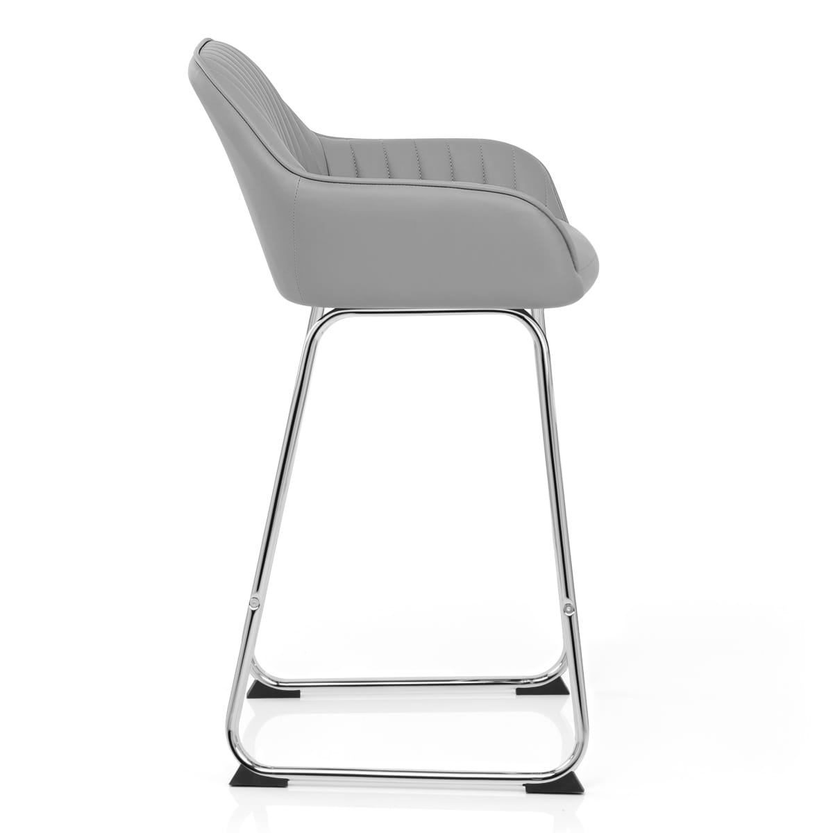Taburete Cuero Sintético Cromado - Kanto Gris