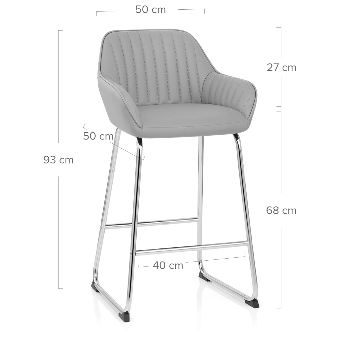 Taburete Cuero Sintético Cromado - Kanto Gris