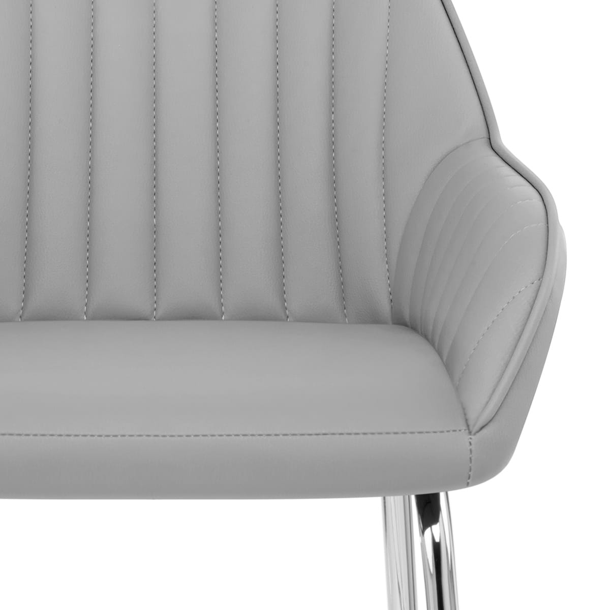 Taburete Cuero Sintético Cromado - Kanto Gris