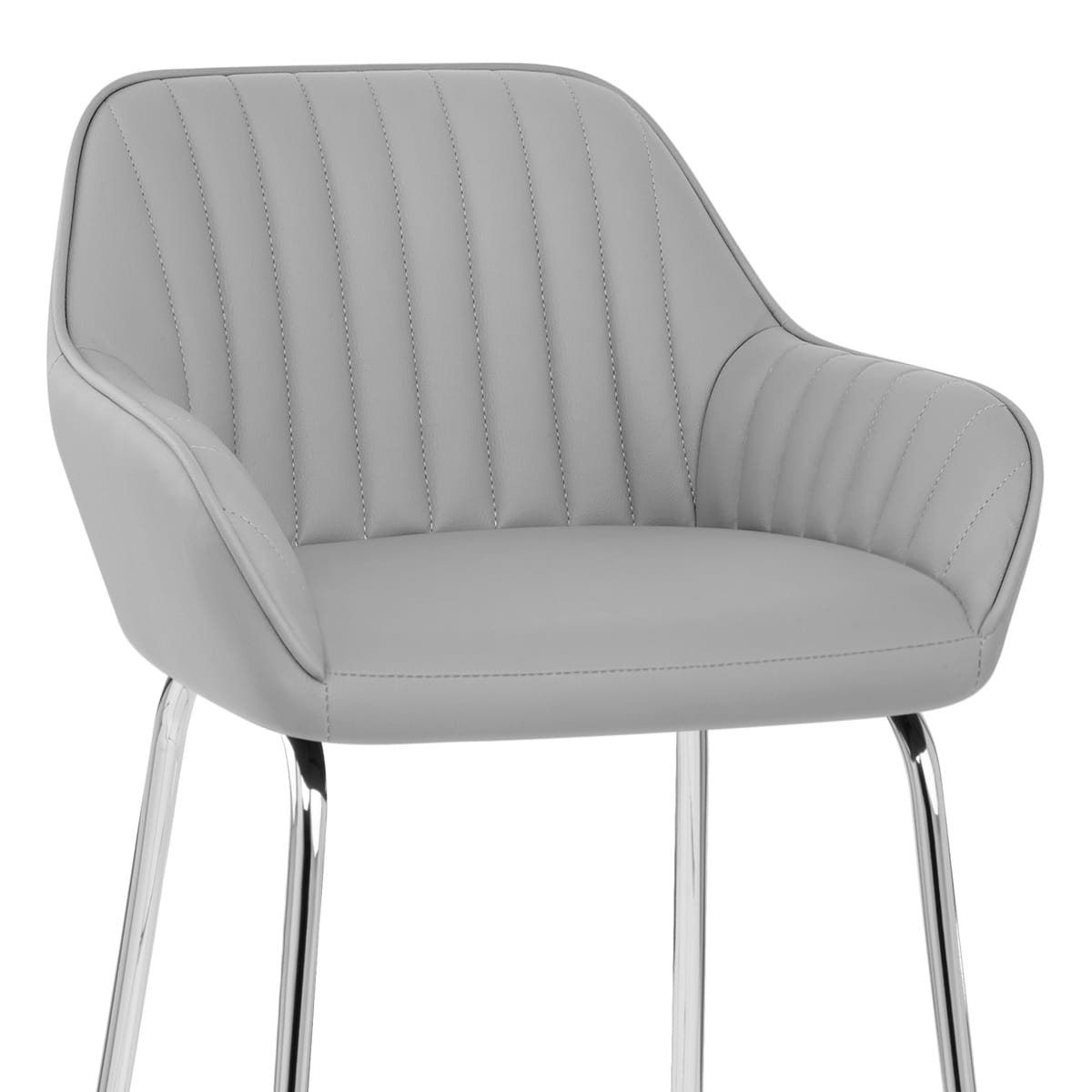 Taburete Cuero Sintético Cromado - Kanto Gris
