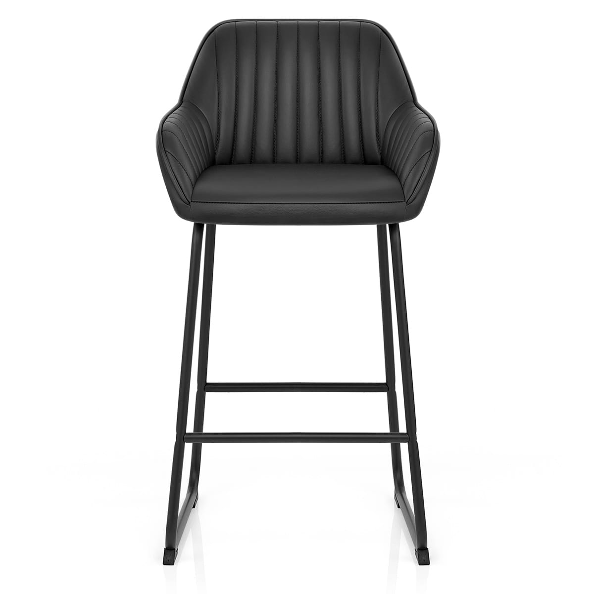 Taburete Cuero Auténtico Metal - Kanto Negro