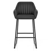 Taburete Cuero Auténtico Metal - Kanto Negro