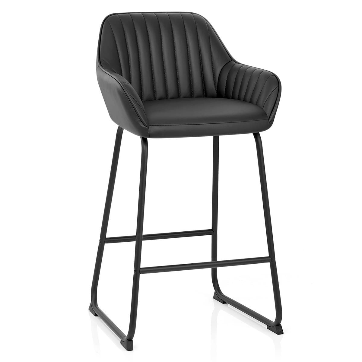 Taburete Cuero Auténtico Metal - Kanto Negro