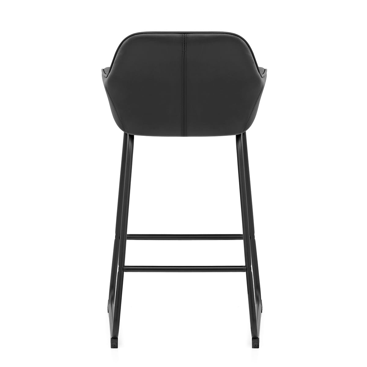 Taburete Cuero Auténtico Metal - Kanto Negro