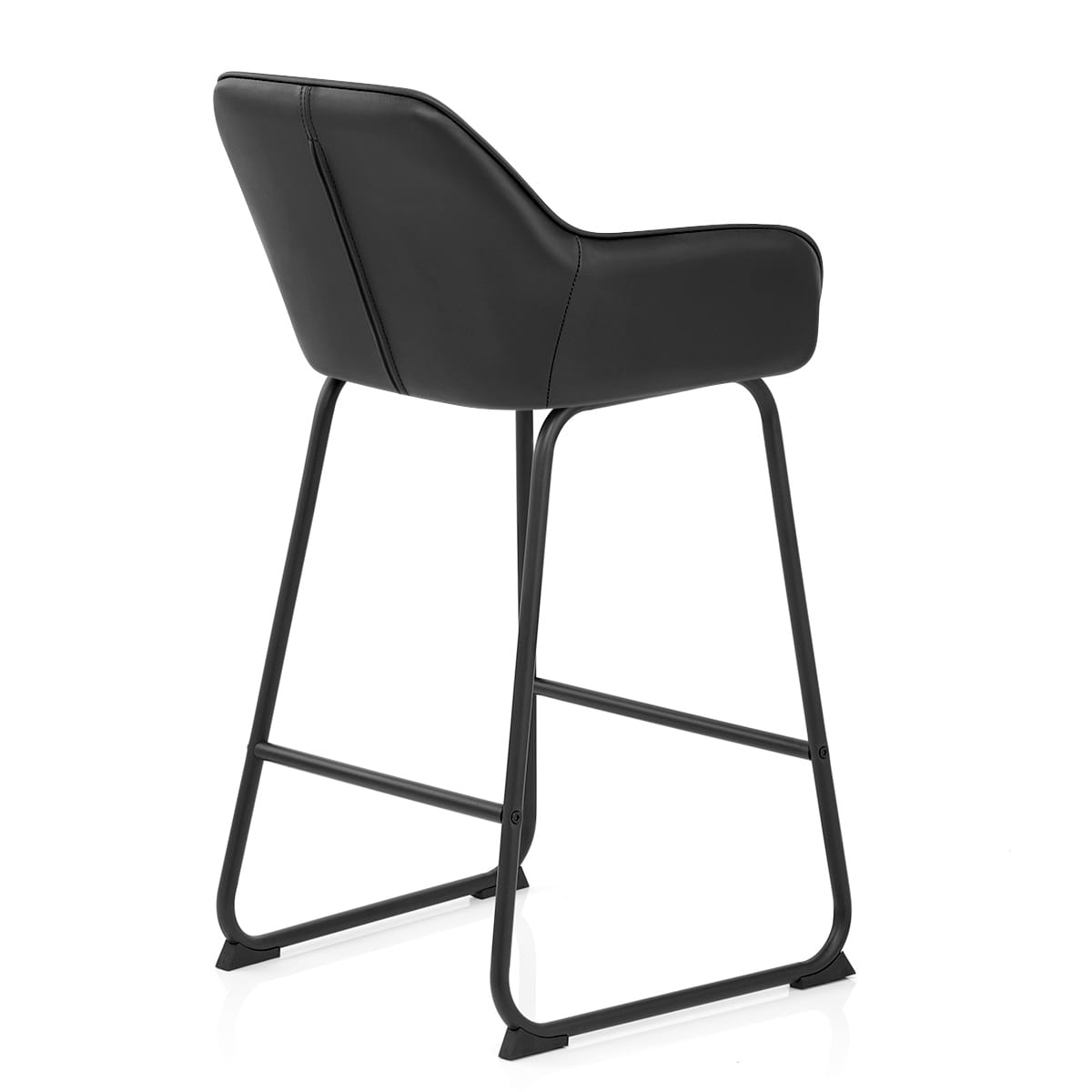 Taburete Cuero Auténtico Metal - Kanto Negro