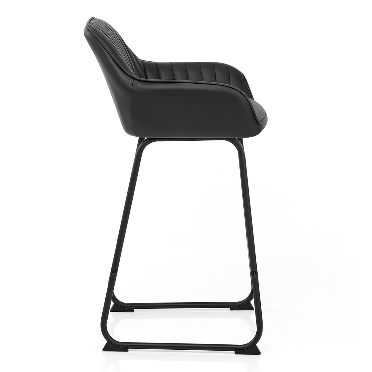 Taburete Cuero Auténtico Metal - Kanto Negro