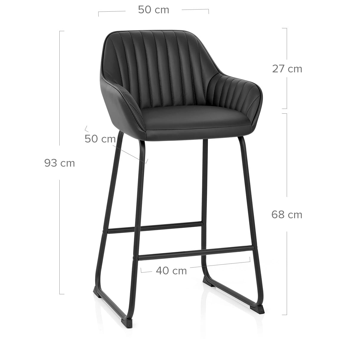 Taburete Cuero Auténtico Metal - Kanto Negro