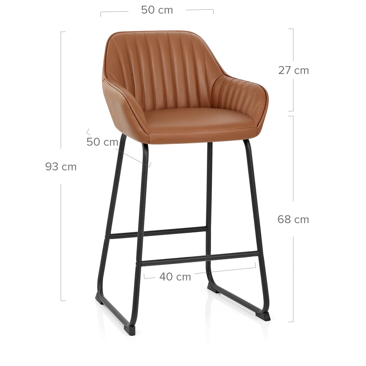 Taburete Cuero Auténtico Metal - Kanto Marrón