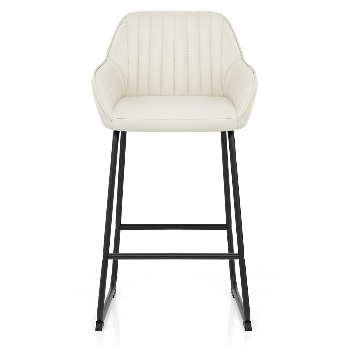 Taburete Cuero Auténtico Metal - Kanto Crema
