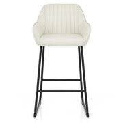 Taburete Cuero Auténtico Metal - Kanto Crema