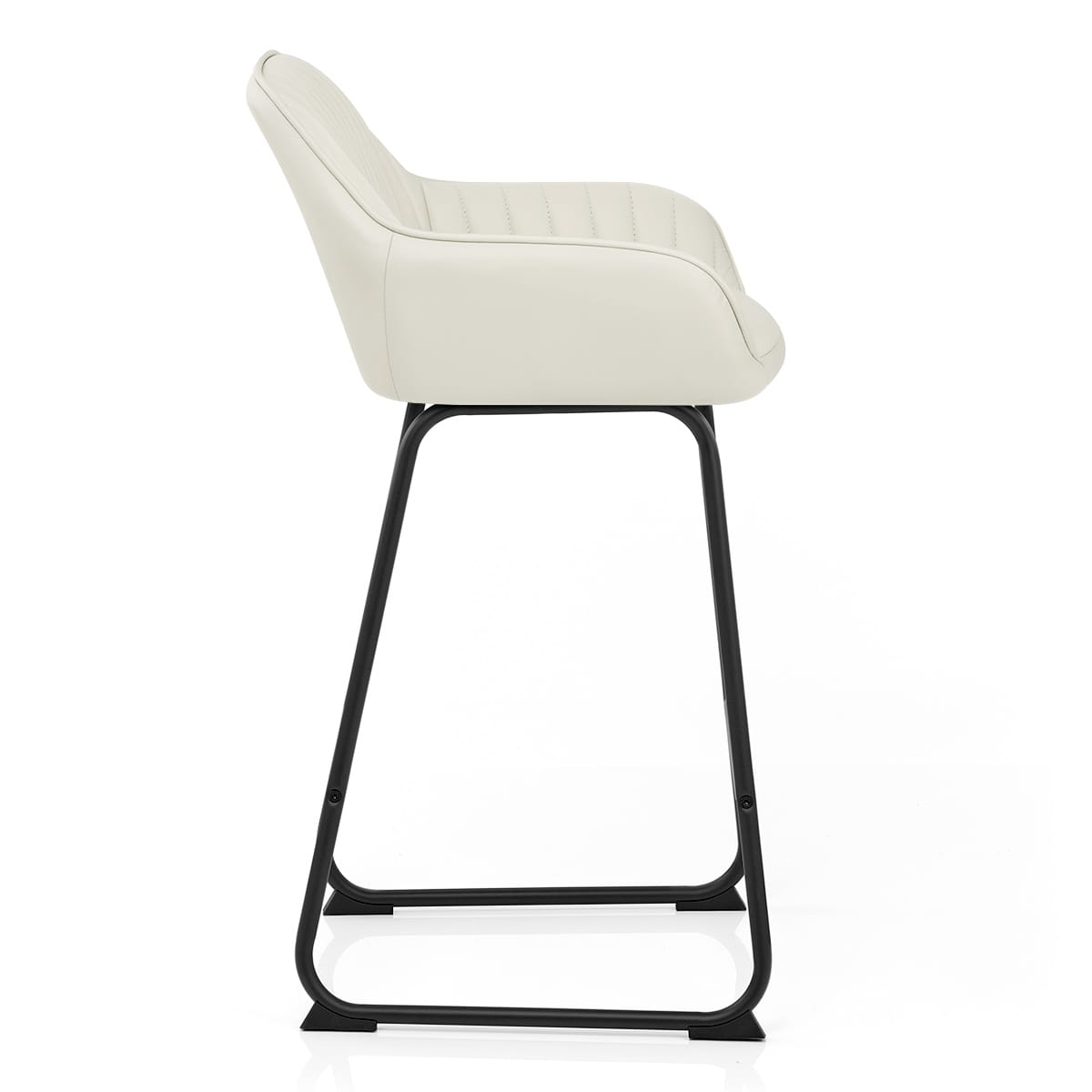 Taburete Cuero Auténtico Metal - Kanto Crema