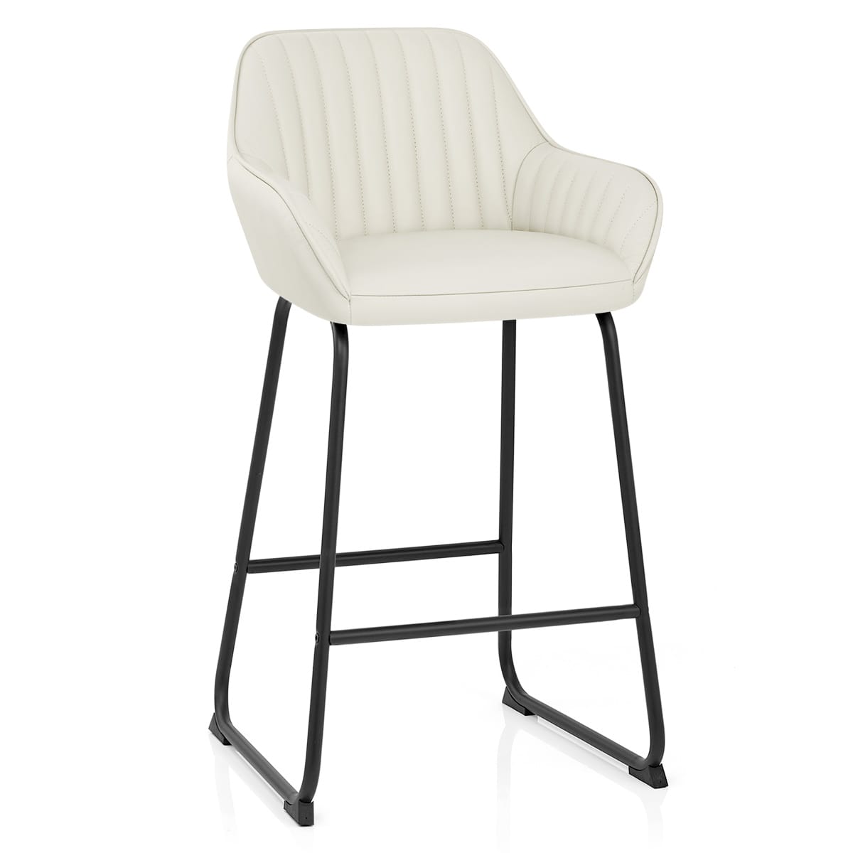 Taburete Cuero Auténtico Metal - Kanto Crema