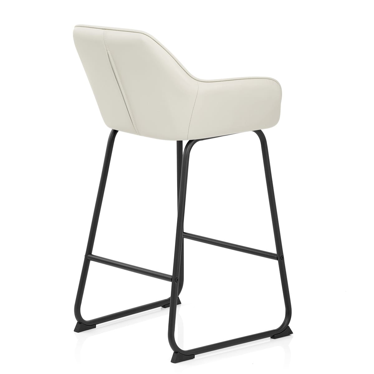 Taburete Cuero Auténtico Metal - Kanto Crema