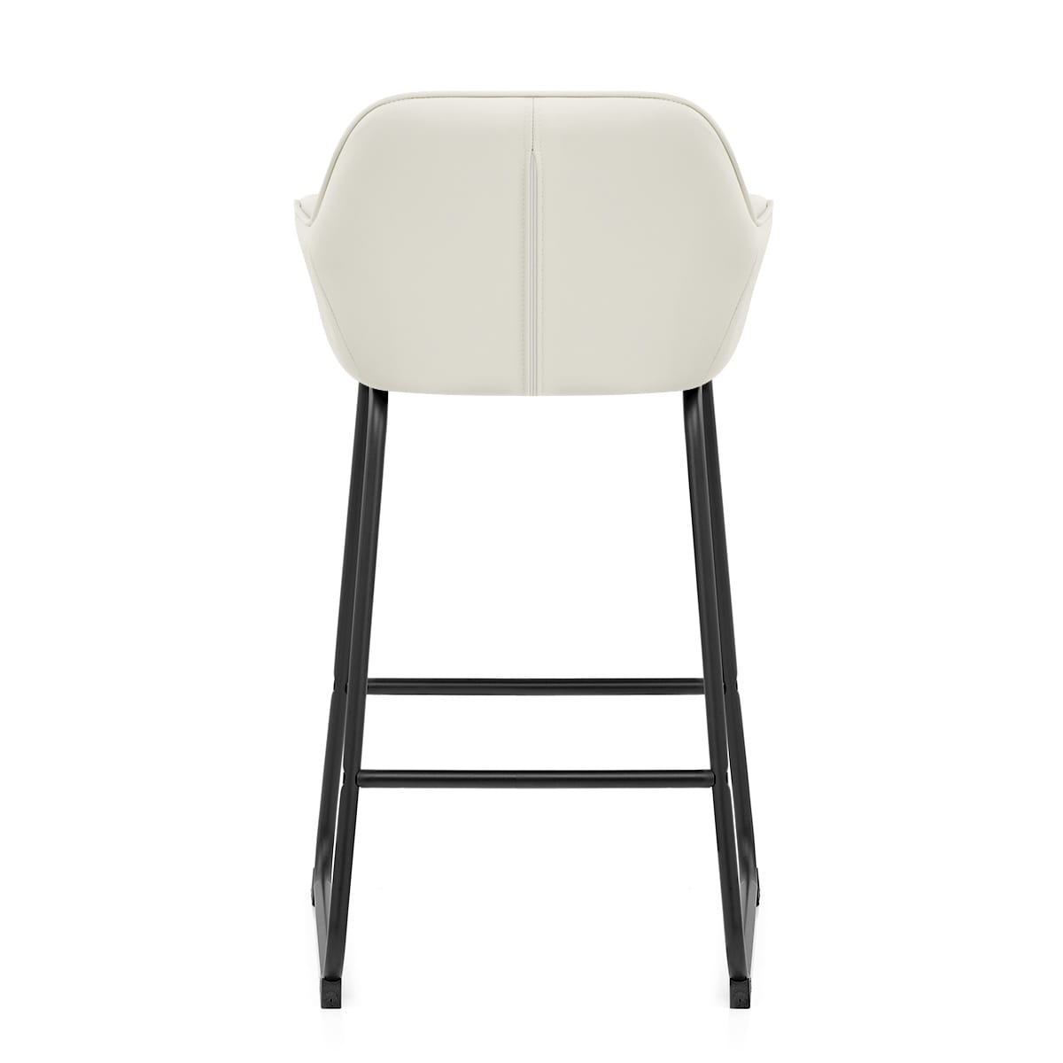 Taburete Cuero Auténtico Metal - Kanto Crema