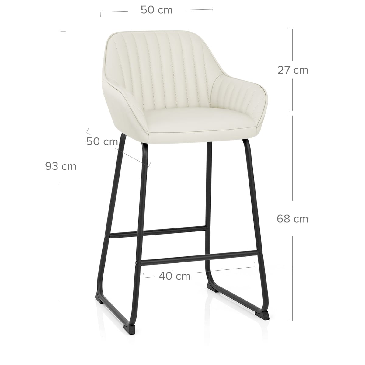 Taburete Cuero Auténtico Metal - Kanto Crema