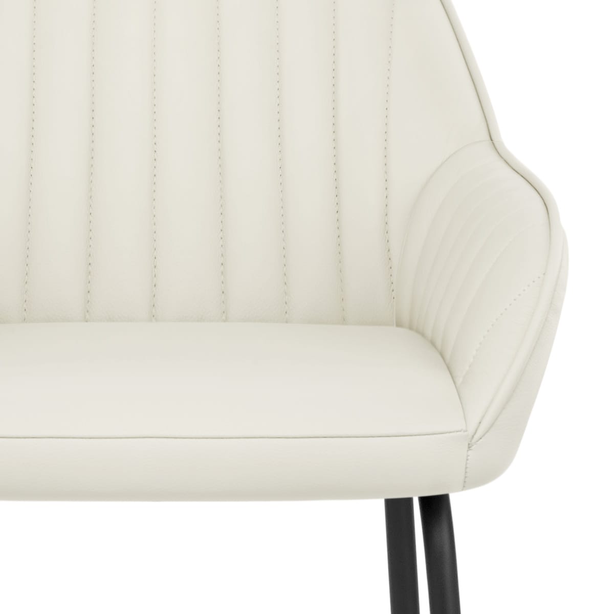 Taburete Cuero Auténtico Metal - Kanto Crema
