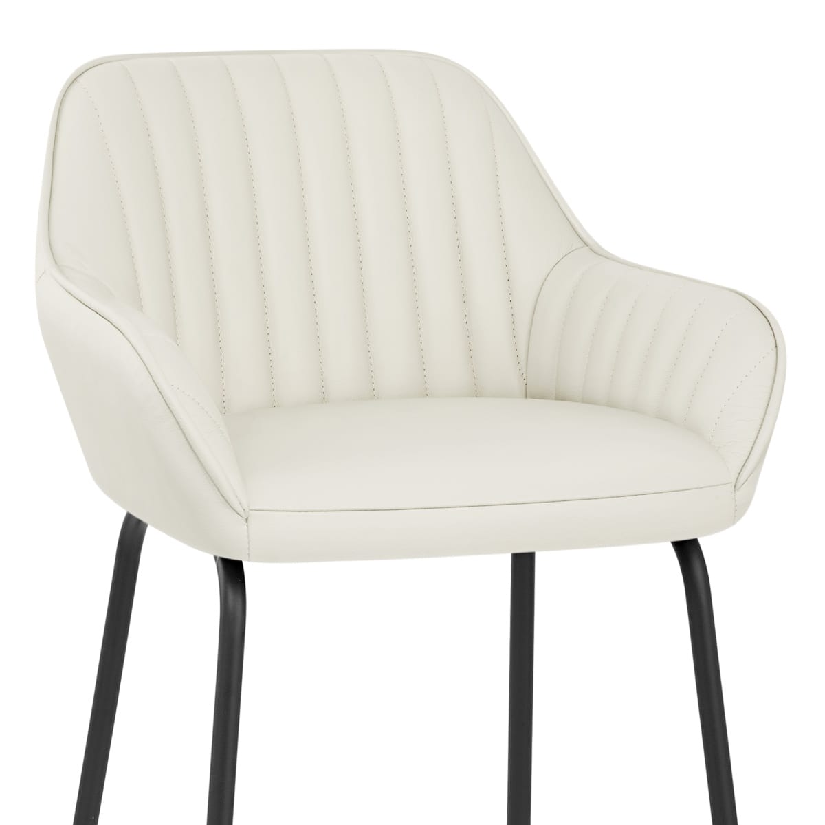 Taburete Cuero Auténtico Metal - Kanto Crema