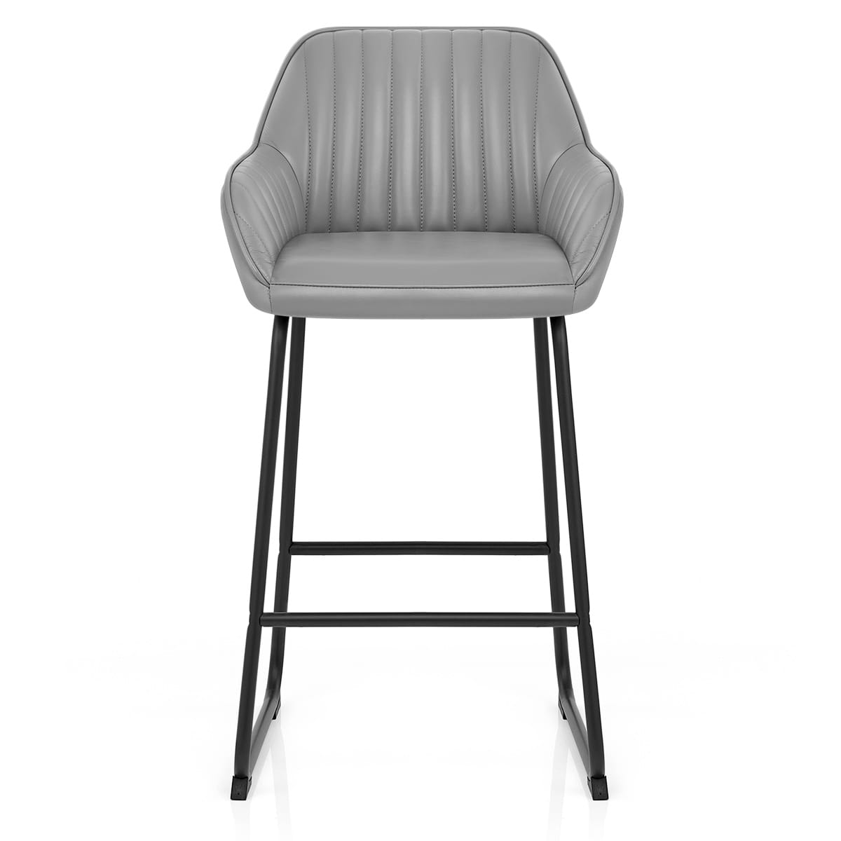 Taburete Cuero Auténtico Metal - Kanto Gris