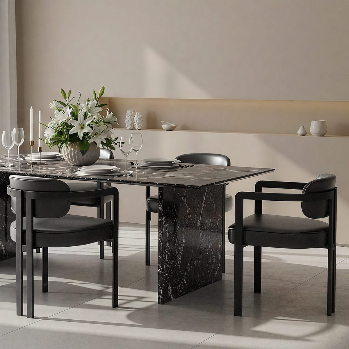 Silla Cuero Auténtico - Kara Negro