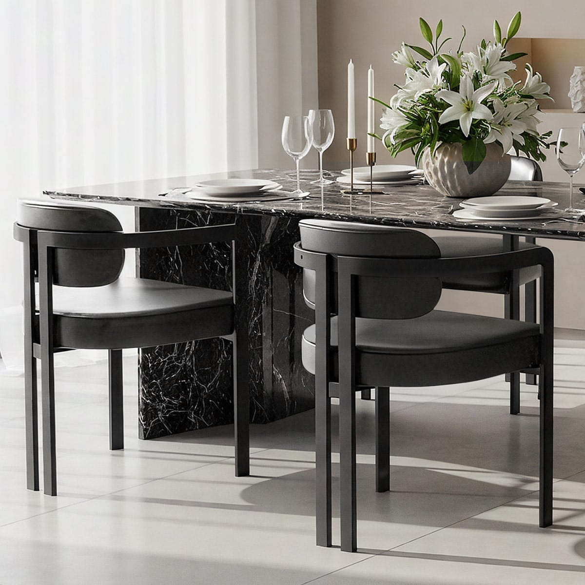 Silla Cuero Auténtico - Kara Negro