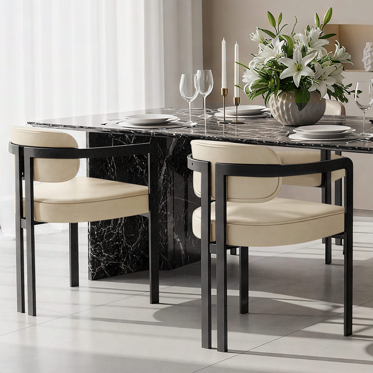 Silla Cuero Auténtico - Kara Crema