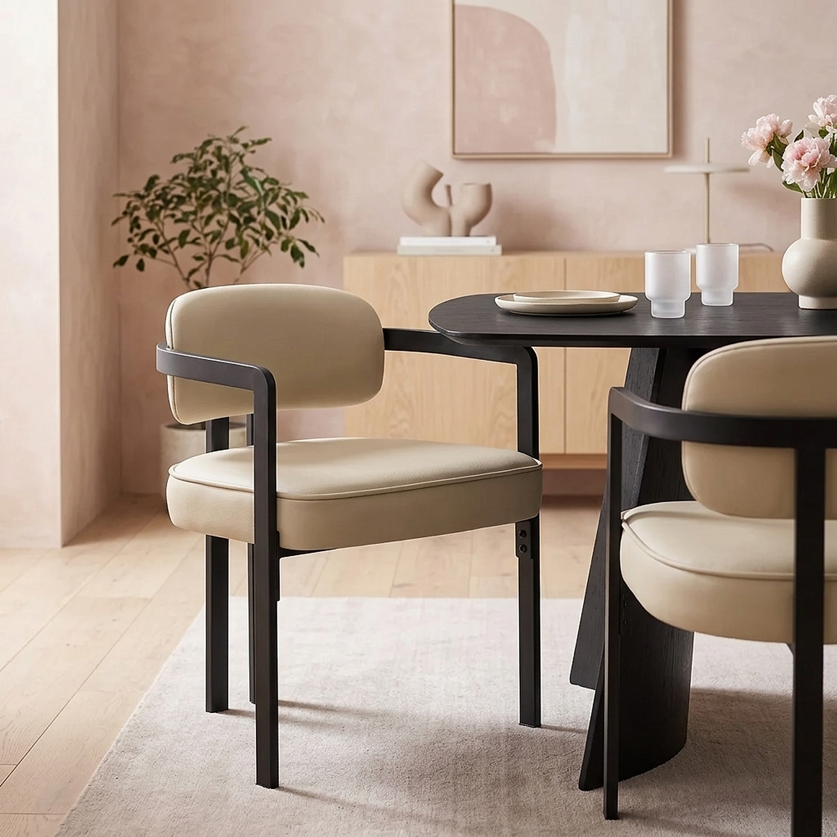 Silla Cuero Auténtico - Kara Crema