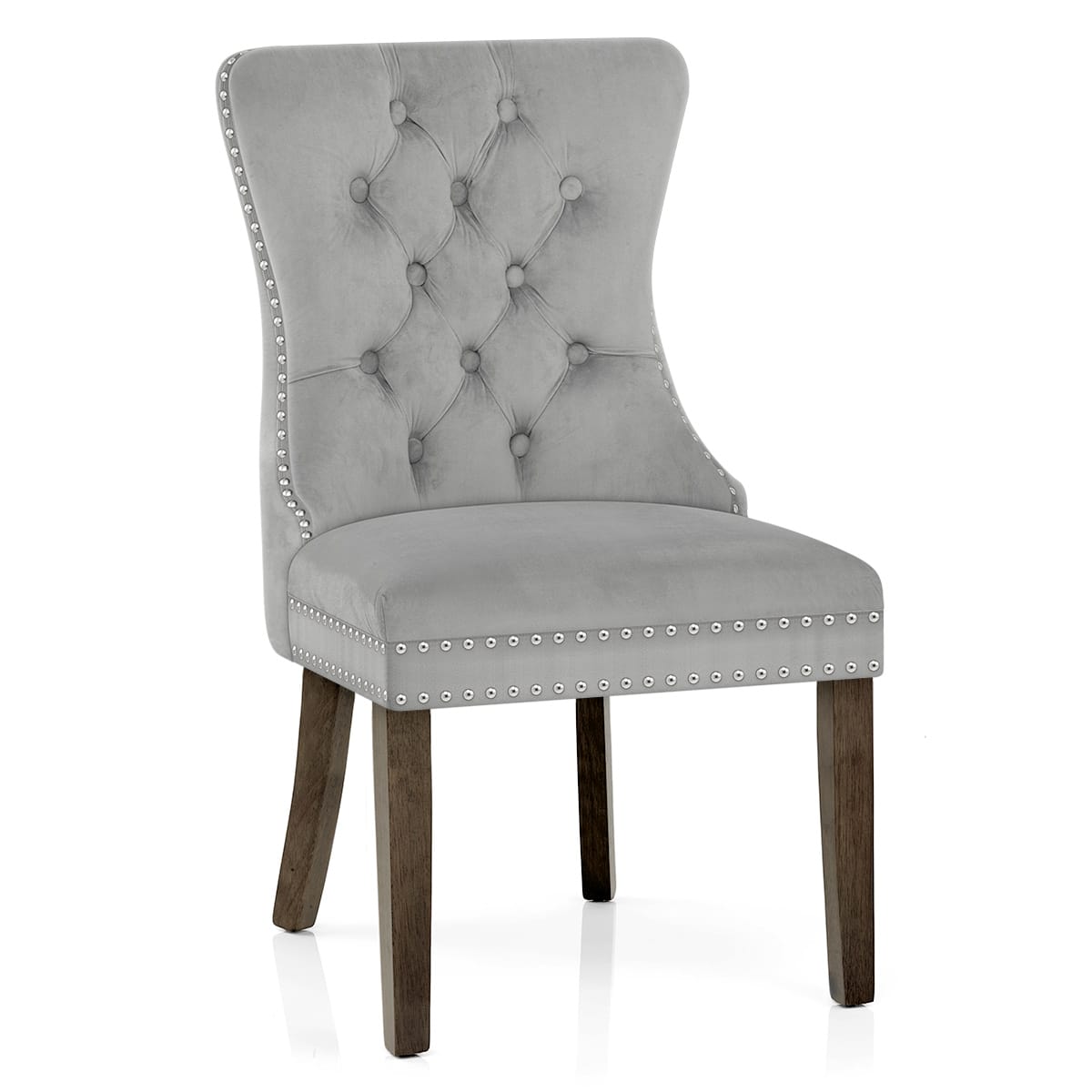 Silla Terciopelo Madera - Kensington Gris