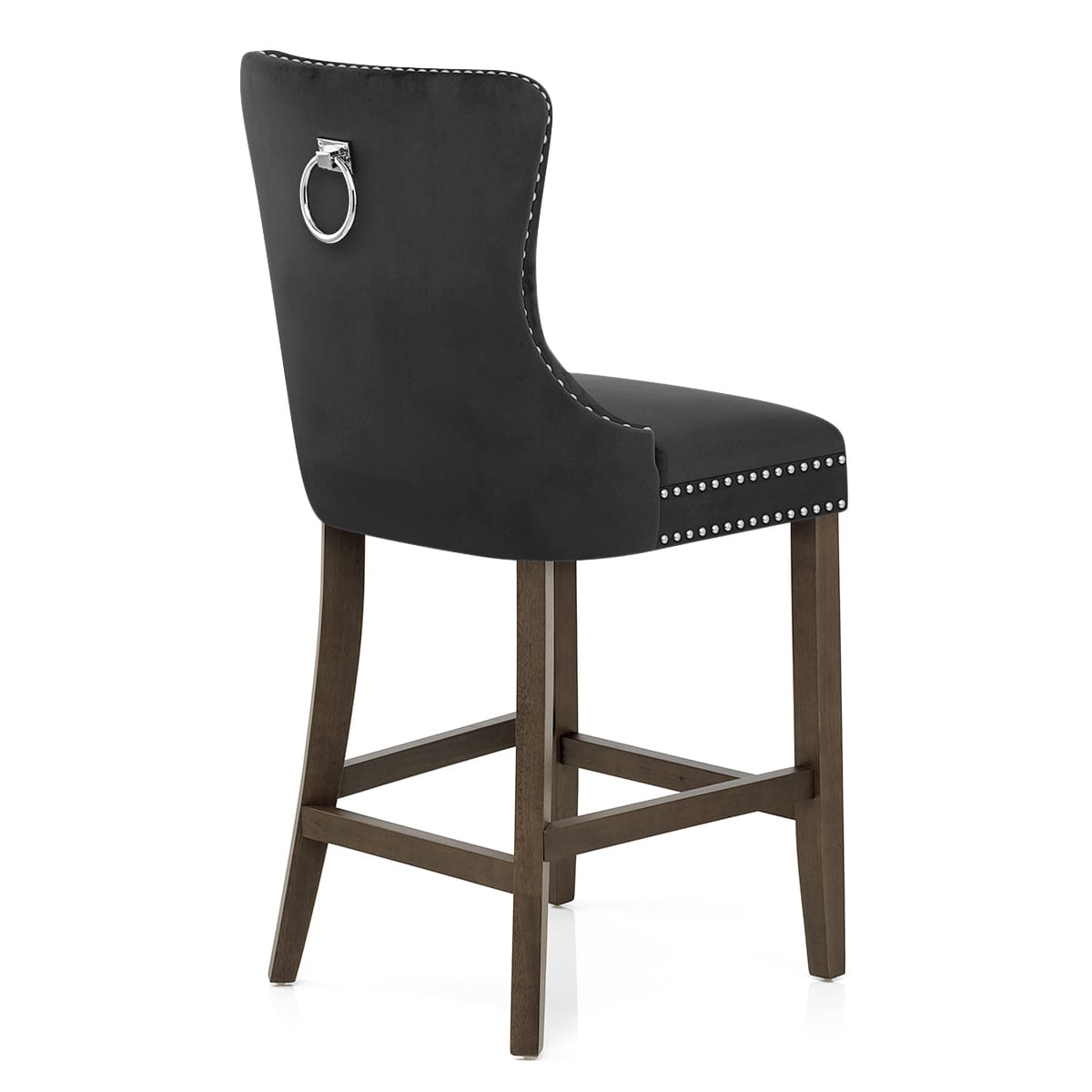 Taburete Terciopelo Madera - Kensington Negro