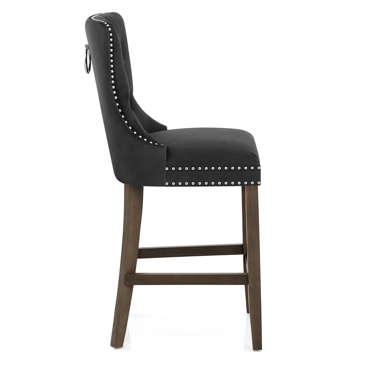 Taburete Terciopelo Madera - Kensington Negro