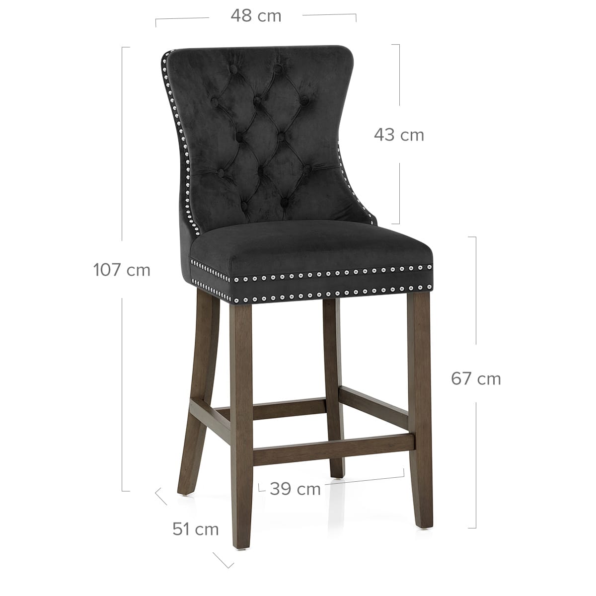 Taburete Terciopelo Madera - Kensington Negro