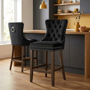 Taburete Terciopelo Madera - Kensington Negro
