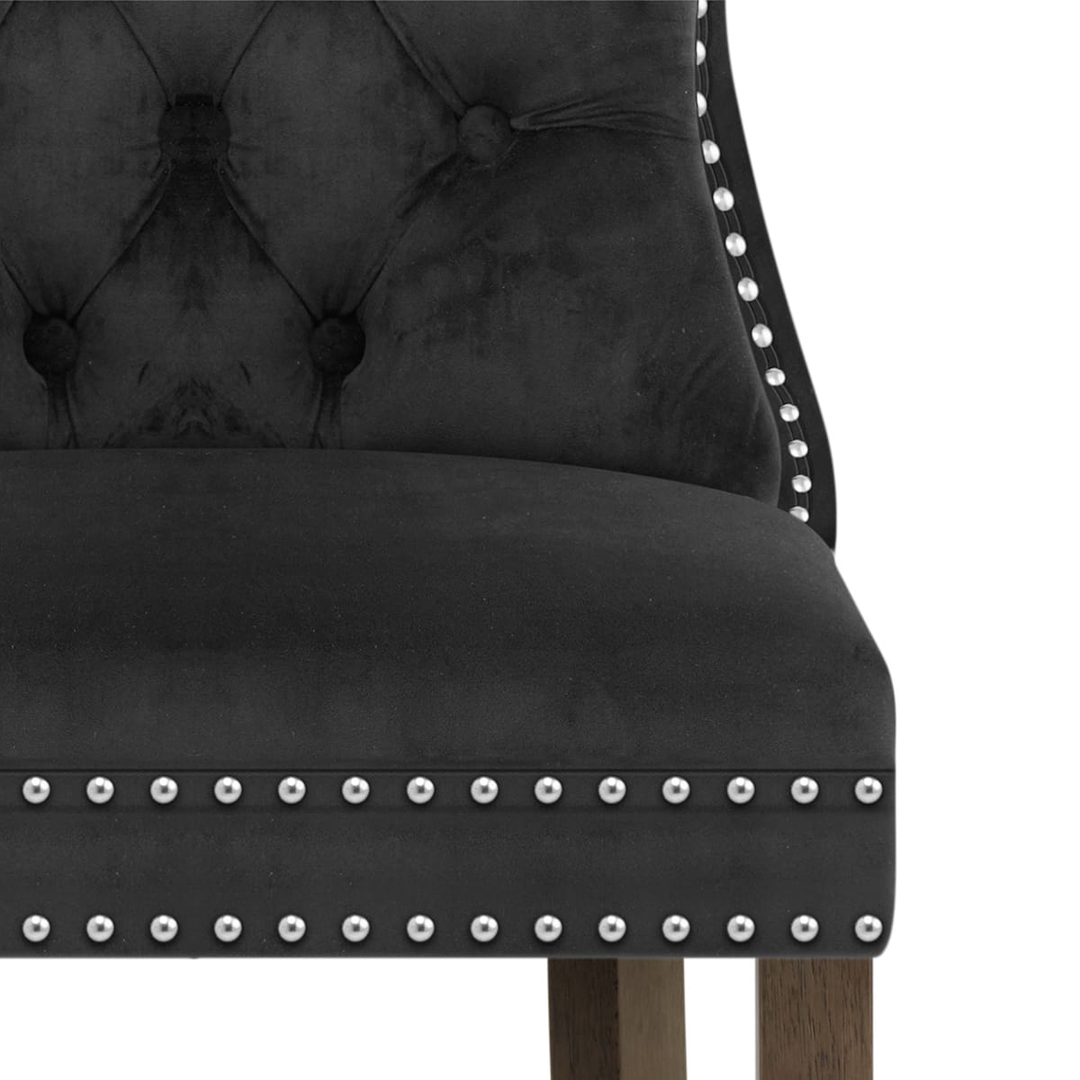 Taburete Terciopelo Madera - Kensington Negro