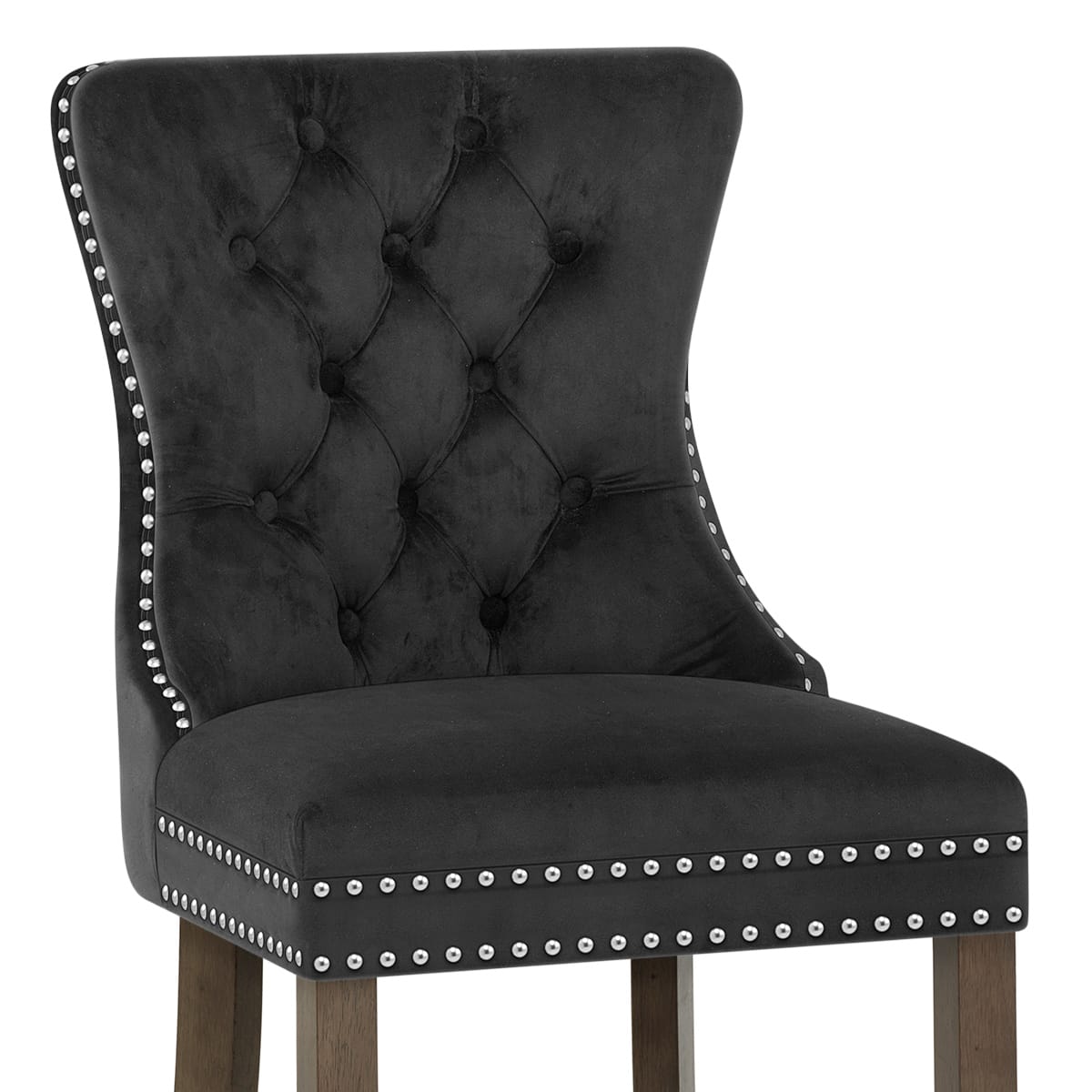 Taburete Terciopelo Madera - Kensington Negro