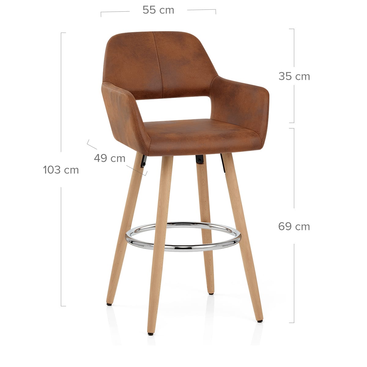 Taburete Polipiel Antiguo Madera - Kite Marrón