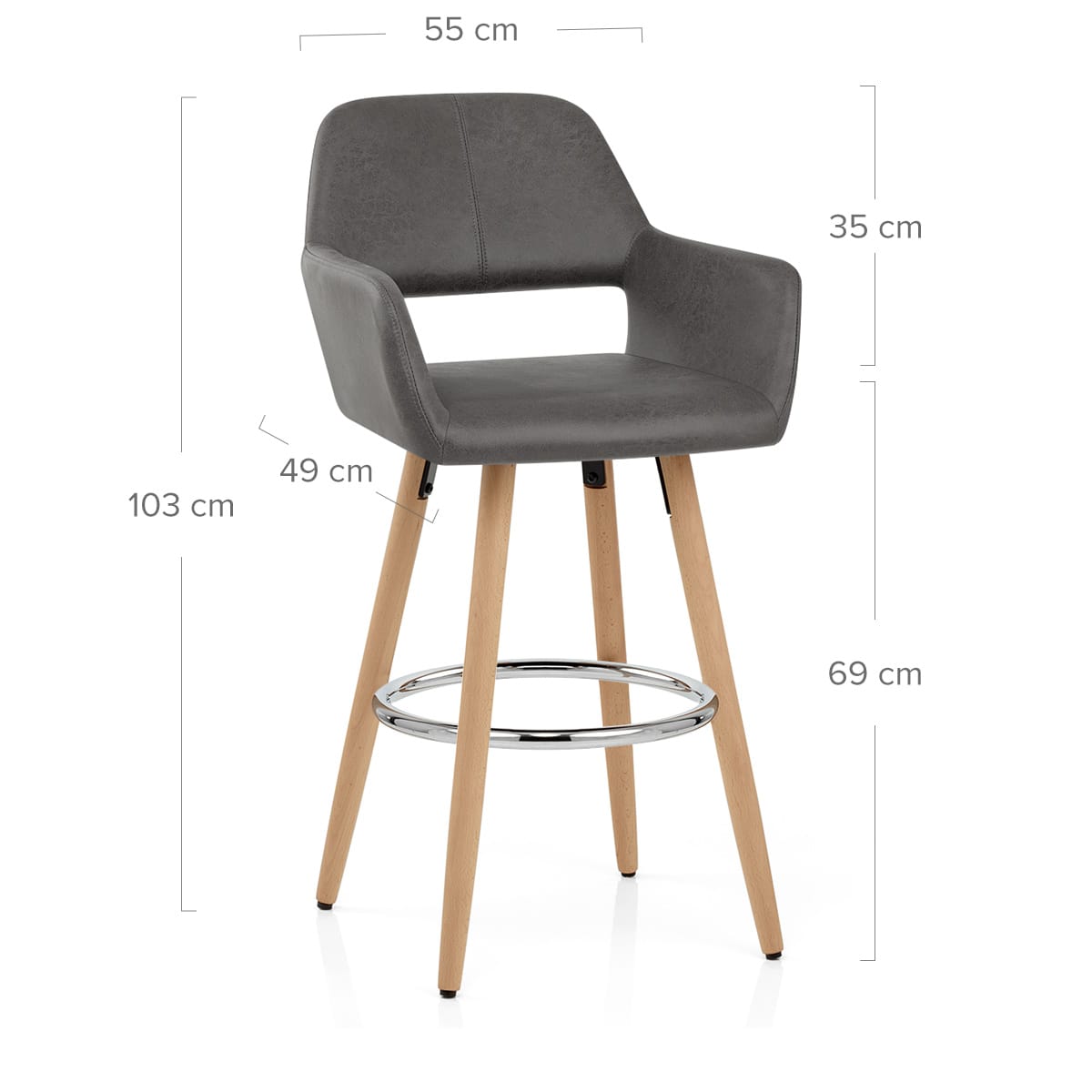 Taburete Polipiel Antiguo Madera - Kite Gris