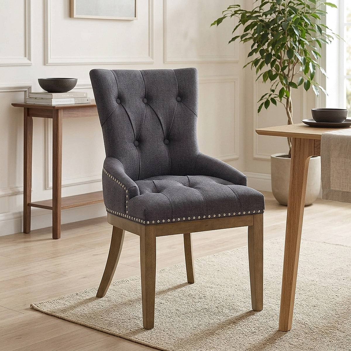 Silla Tela Madera - Knightsbridge Gris Oscuro