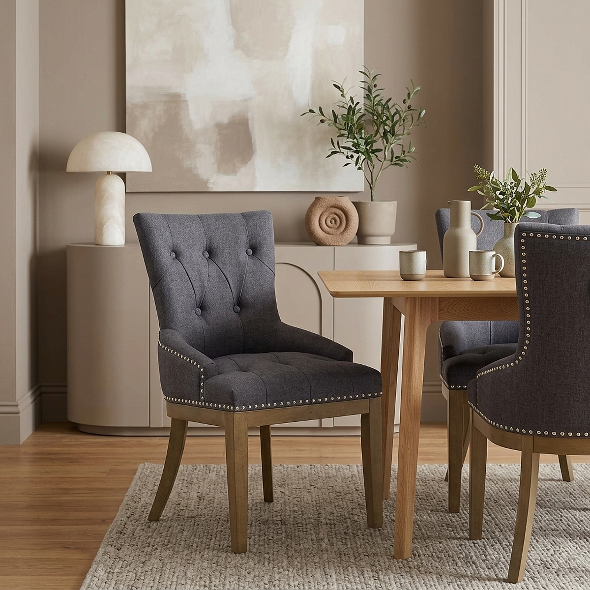 Silla Tela Madera - Knightsbridge Gris Oscuro