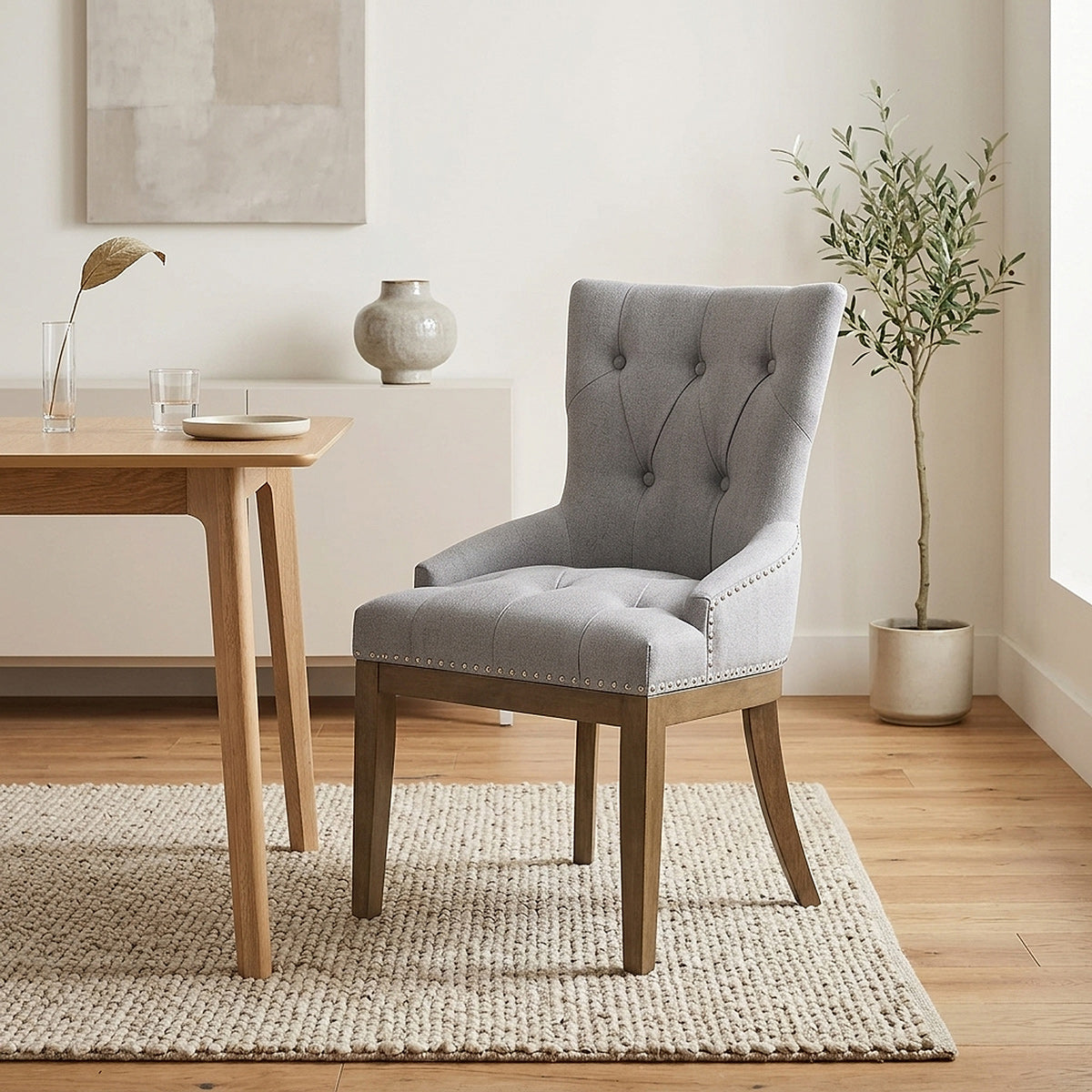 Silla Tela Madera - Knightsbridge Gris