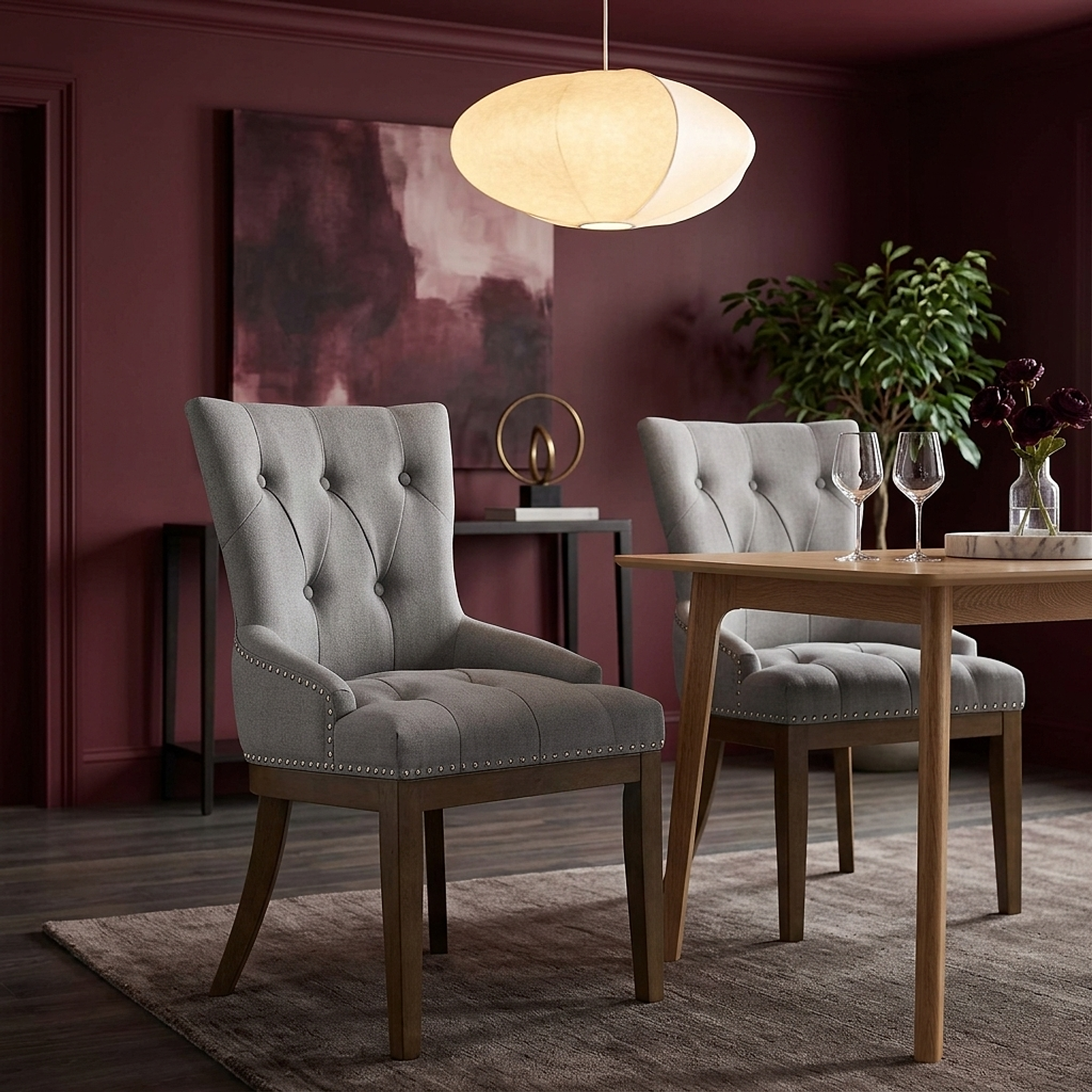 Silla Tela Madera - Knightsbridge Gris