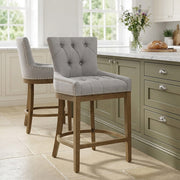Taburete Madera Tela - Knightsbridge Gris
